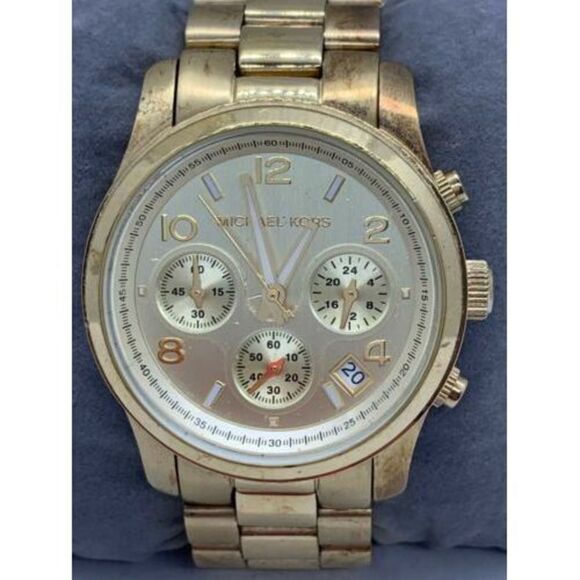 Michael Kors MK5055 Unisex Watch Chronograph Gold Stainless Steel 38mm Case D527 - Picture 1 of 9